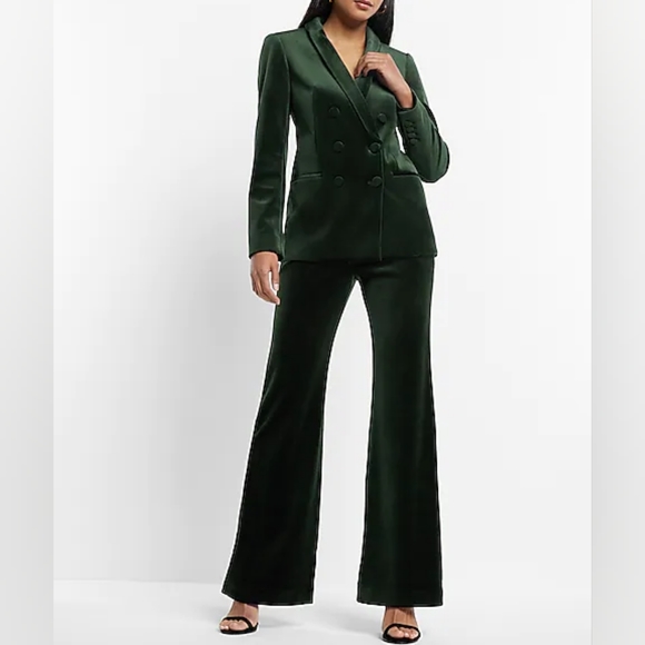 EXPRESS: Velvet Double Breasted Shawl Collar Blazer - Picture 3 of 7